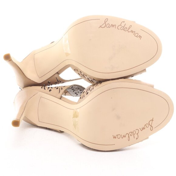 Sam Edelman Leather Alva High Heels Sandals Women 10 Cream/Tan/Nude Like NEW - Picture 10 of 16